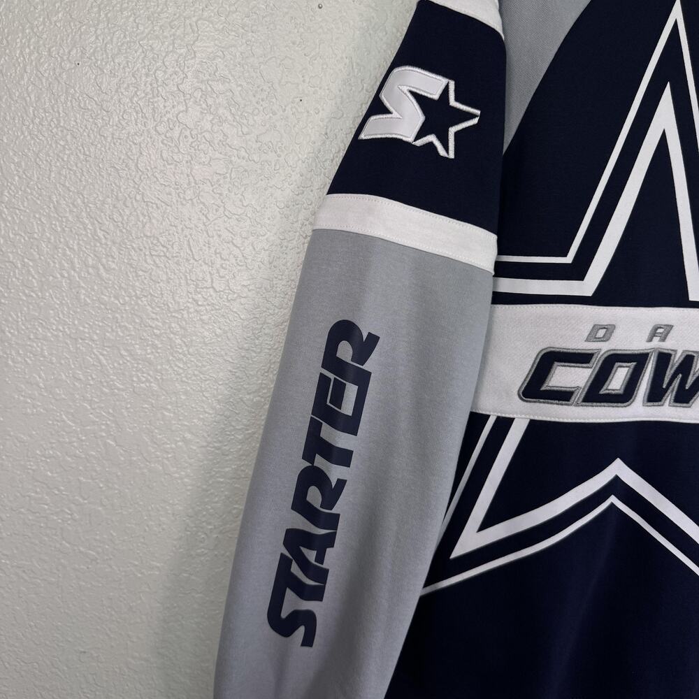 Dallas Cowboys Sweater Men Small Starter NFL Crewneck Fleece Pullover Sweatshirt - Picture 6 of 12
